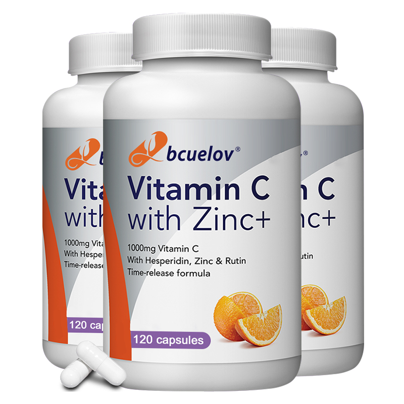 Zinc Supplement 50Mg - Biologische vitamine C + zinkcapsules, hoogabsorberende