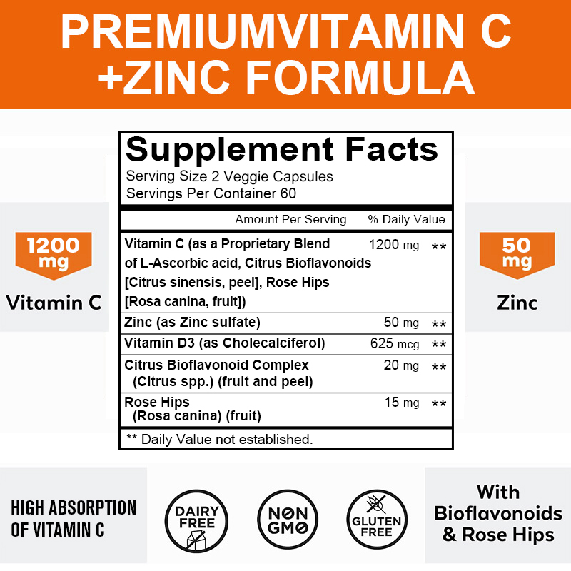 1200-mg vitamine C-capsules -  - Zinc Supplement 50Mg recensie en prijs